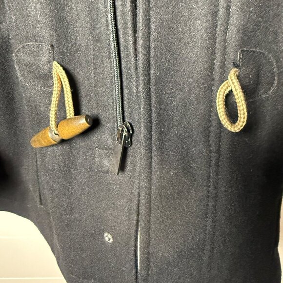 Duffle Coat- A[xist] Black, Size Medium, Wood Toggles Quilted Lining-EXCELLENT - Picture 8 of 13
